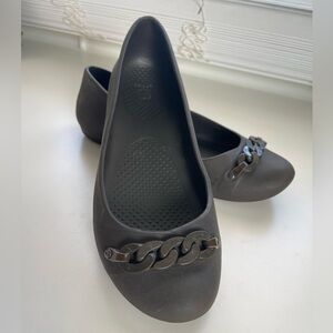 CROCS Gianna Chain Link Rubber Comfort Ballet Flats Dark Brown Size 8